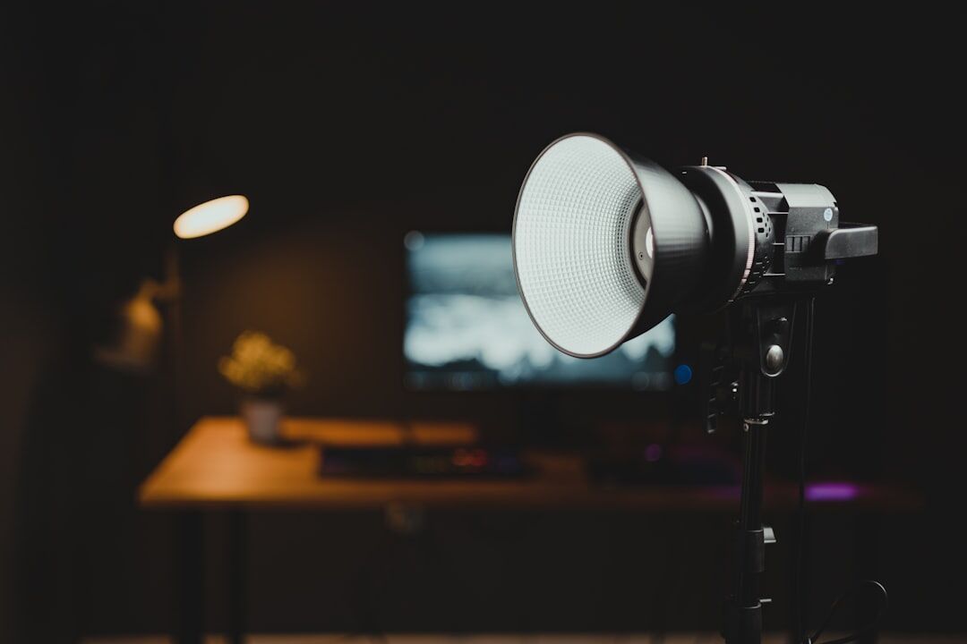 Broadcasting studio with dramatic atmospheric lighting for background
