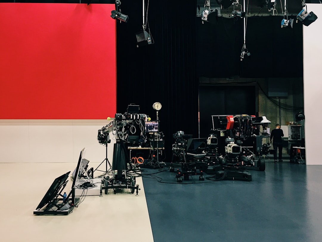 Professional video production services studio with cameras and lights