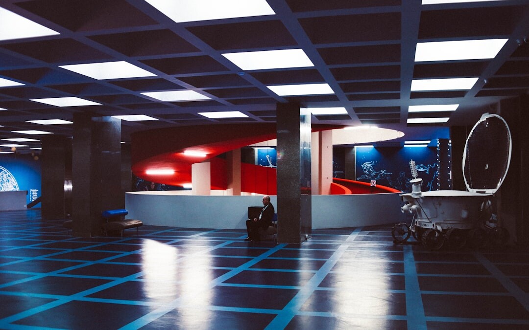 Modern broadcasting studio facility interior wide view